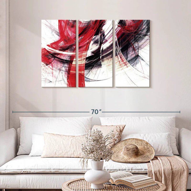 Avery - mouvement abstrait rouge, H 28 po x l 45 po