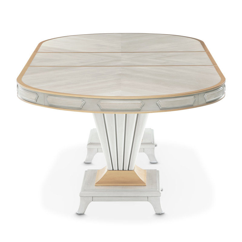 St. Charles Double Pedestal Extendable Dining Table -  Dove Gray