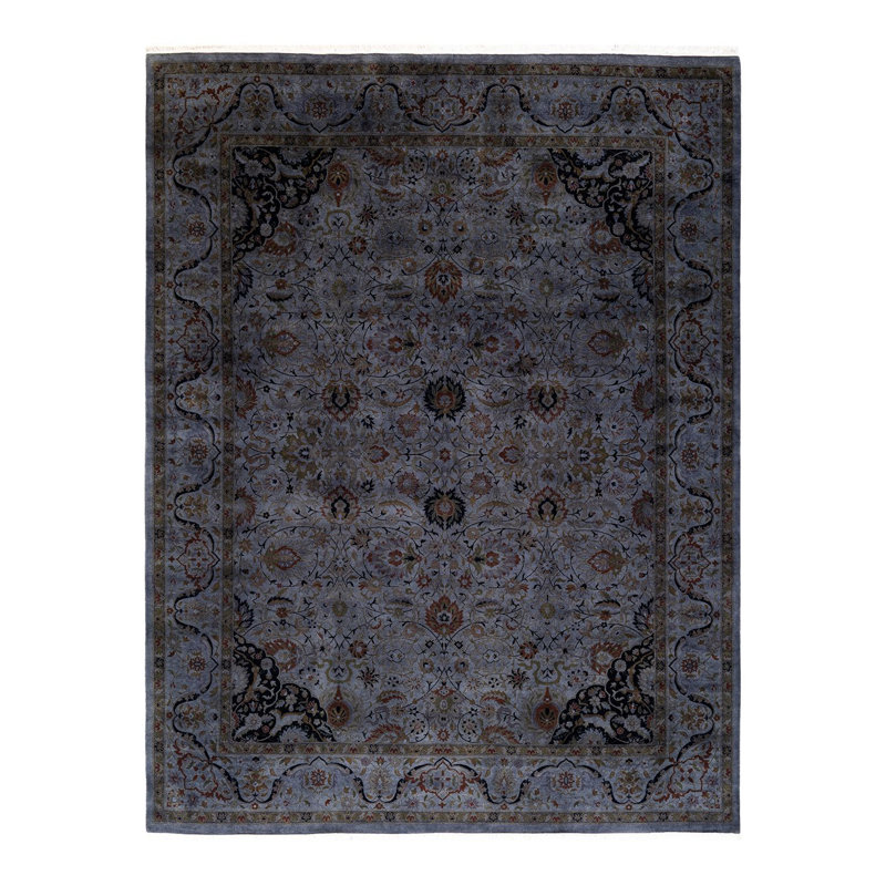 Tapis noué à la main unique en son genre Holsworth - gris