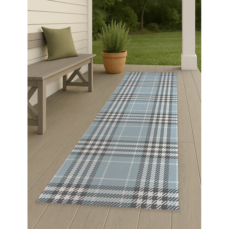 Christopher's Plaid Non-Slip Outdoor Rug, Runner 2'6" x 8'