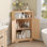 Armoire de coin de salle de bain avec rangement ouvert et tablette réglable