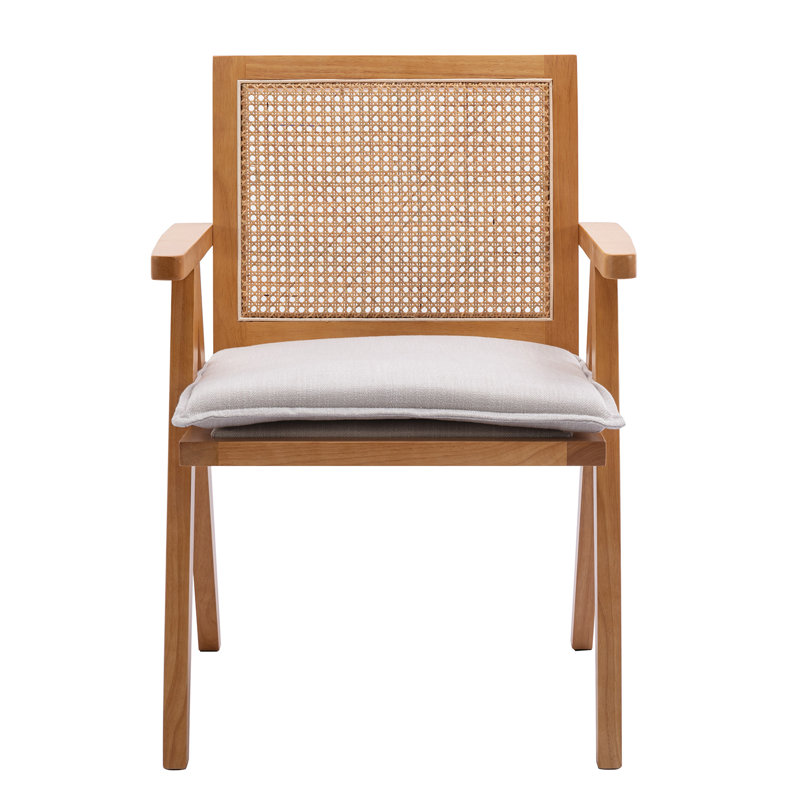 Umina Solid Back Arm Chair, Beige, Natural