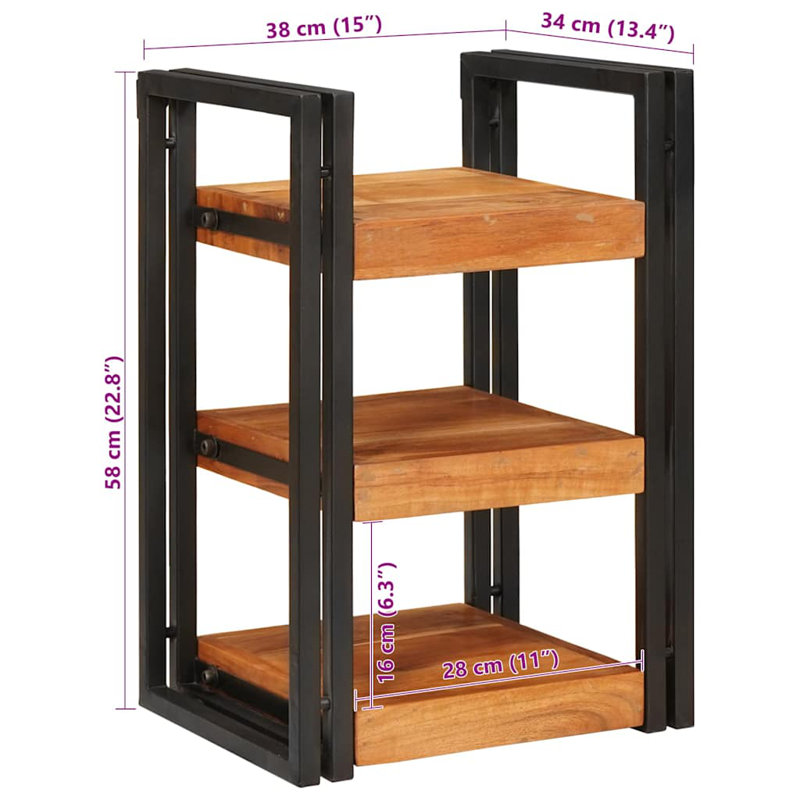 38cm W Solid Wood Bedside Table