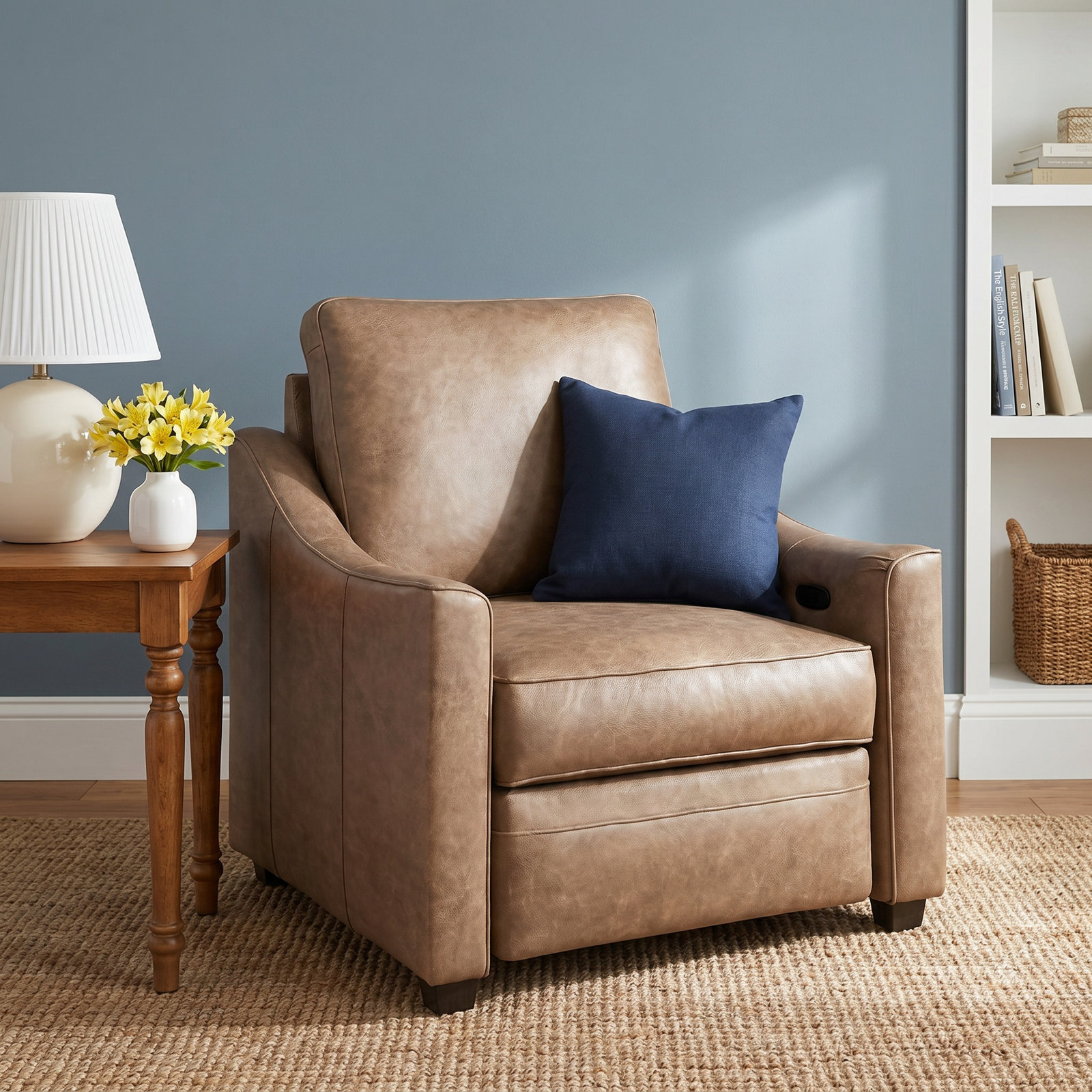 Angelina Upholstered Recliner, Light Brown