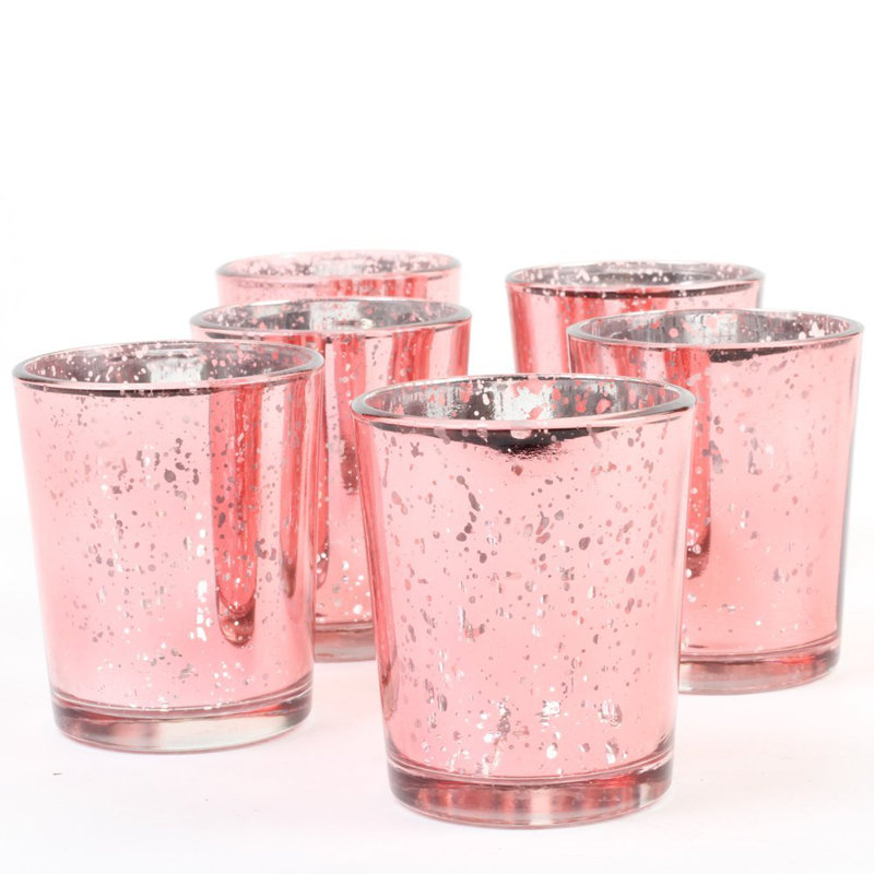 Petit porte-votive en verre, Rose rosé