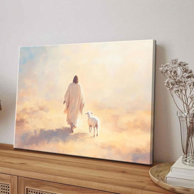 Jesus Leave 99 Sheep Canvas Wall Art Jesus And Lamb Wall Decor Picture Good Shepherd Poster Print For Bedroom Prayer Room Church Home Decortion