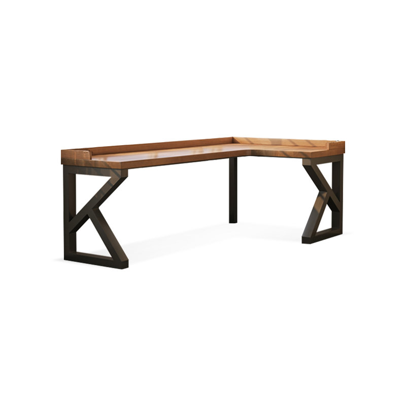 Walnut L-Shaped Solid Wood  desk, Right Hand Return, 29.53" H x 70.87" W x 39.37" D