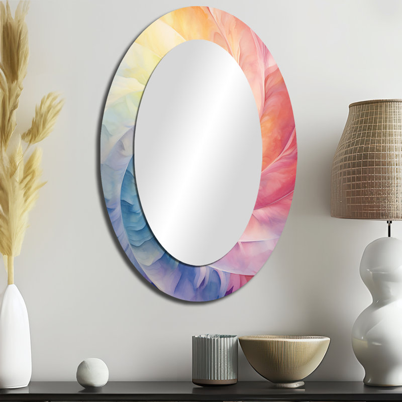 Raimbow Serenade Of Spirals - Miroir mural moderne multicolore, 36 po x 24 po