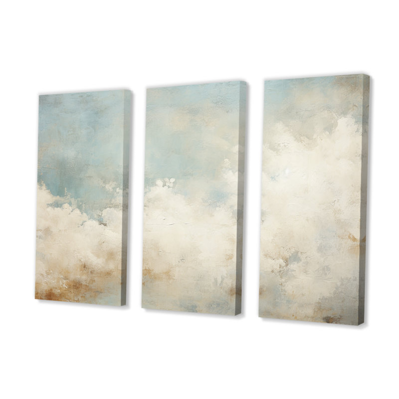«Beige minimalisme», ensemble de reproduction d'art mural nuages, Toile tendue, H 40 po x l 60 po x P 1 po