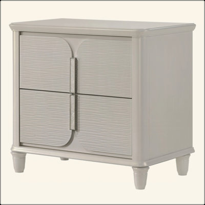 Pearl White Finish Luxury Glam Nightstand Of 2-Drawers Wooden Bedroom Furniture 1Pc