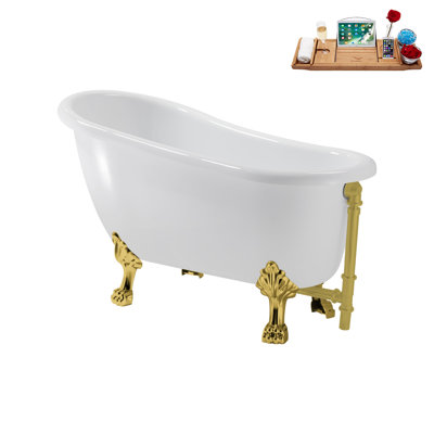 53.1'' x 25.6'' Freestanding Soaking Acrylic Bathtub