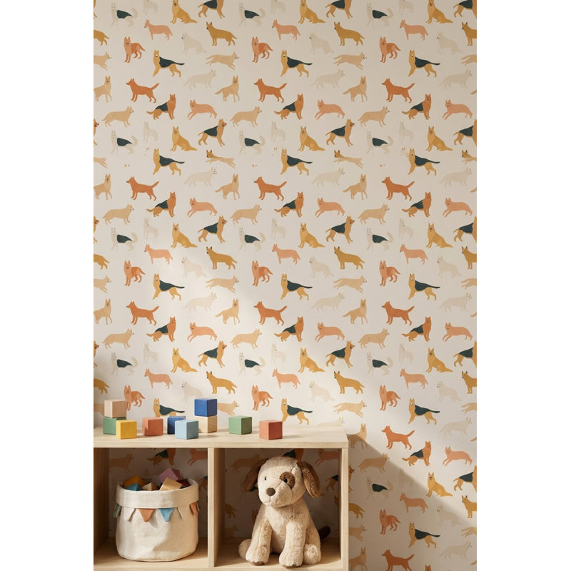 Papier peint amovible avec imprimé animal Whimsical Dogs