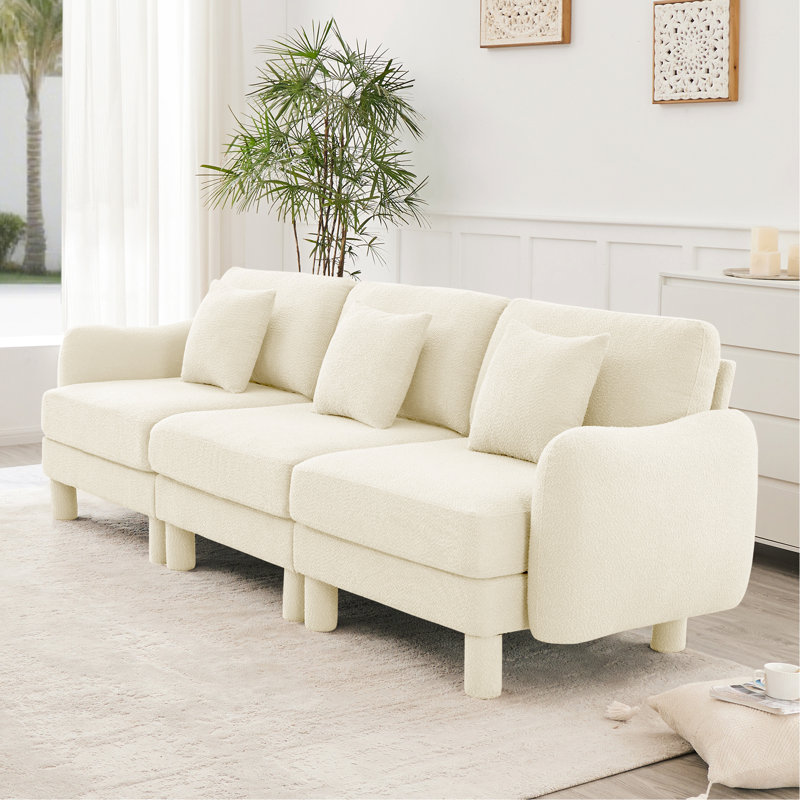 Canapé 3 places en tissu Boucle, Beige