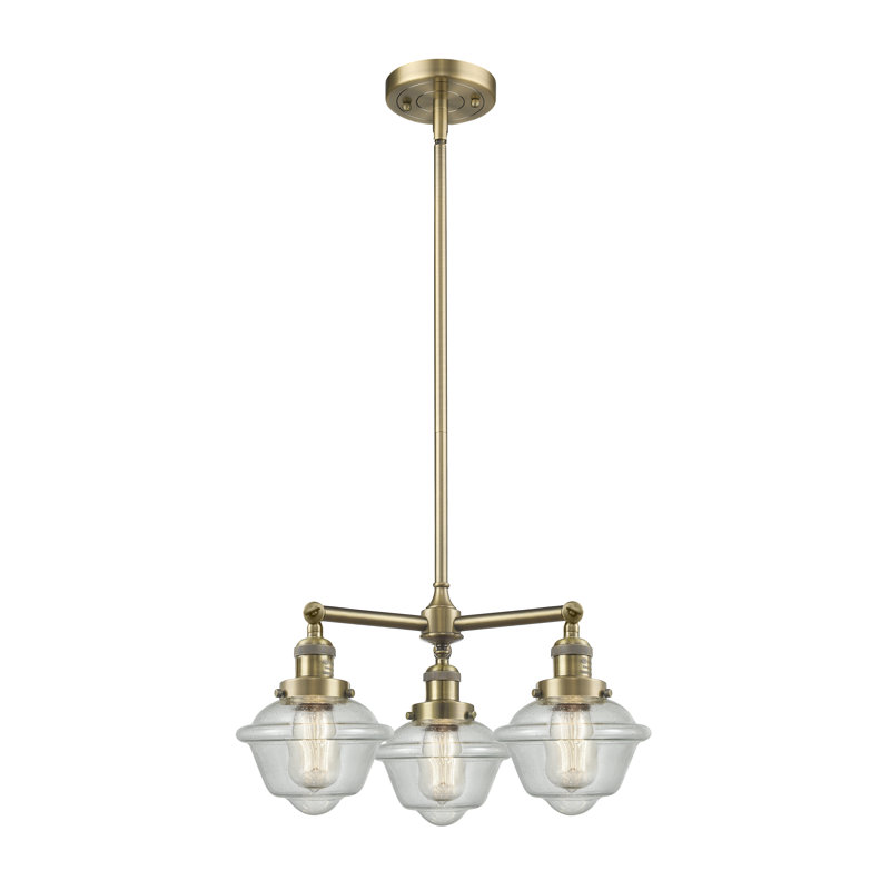 Lustre classique 3 lumières à abat-jour Baptiste, Laiton antique, Ampoule non incluse, Grainé