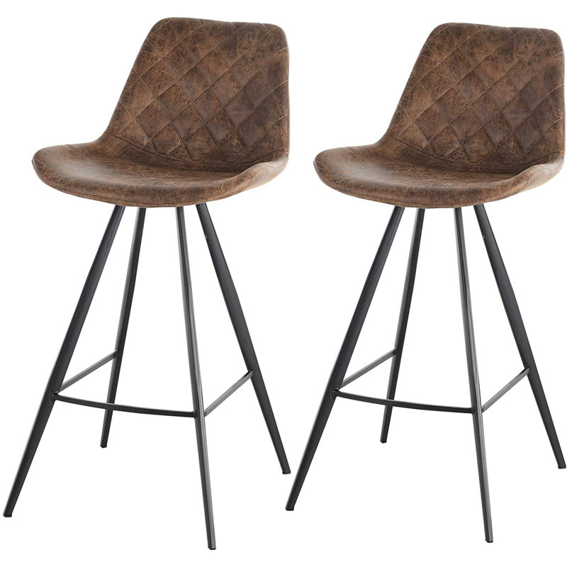 Gully Upholstered Counter Stool with Metal Frame, Brown