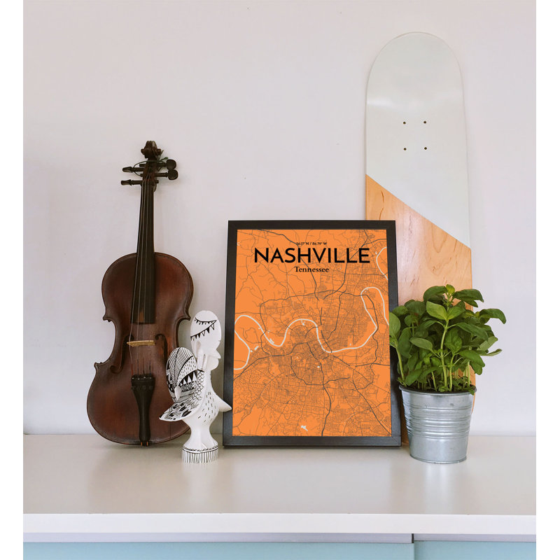 Nashville City Map - No Frame Print, 43cm H x 28cm W x 0.13cm D