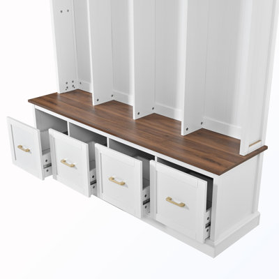 Hall Tree with Hooks and Cabinets and Drawers