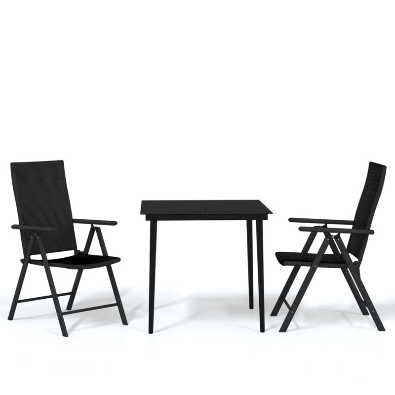 Gefferie 2 - Person Patio Dining Set with Square Table, Black