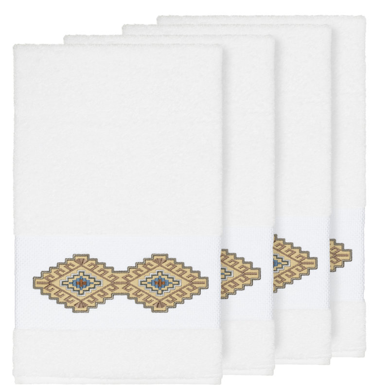 Ensemble de serviettes de bain en coton turc 4 pièces Gianna, Blanc