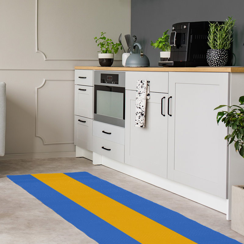 Tapis bleu/jaune, Tapis de couloir 2 pi 6 po x 8 pi