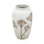 8X8x13.5" White Ceramic Cylinder Vase With Brown Botanical Design