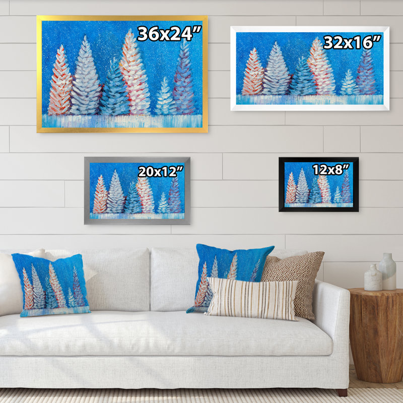«Winter Forest Abstract Landscape», reproduction d'art sur toile traditionnelle, Impression blanche sur toile encadrée