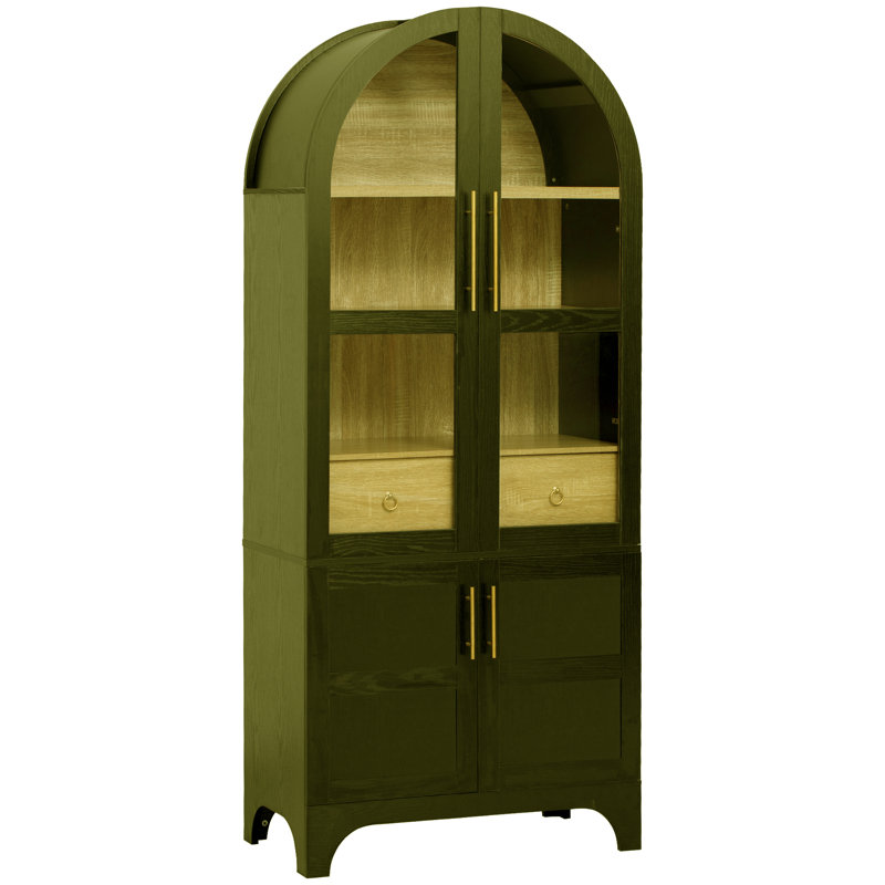 Display Cabinet With Tempered Glass Door, Green
