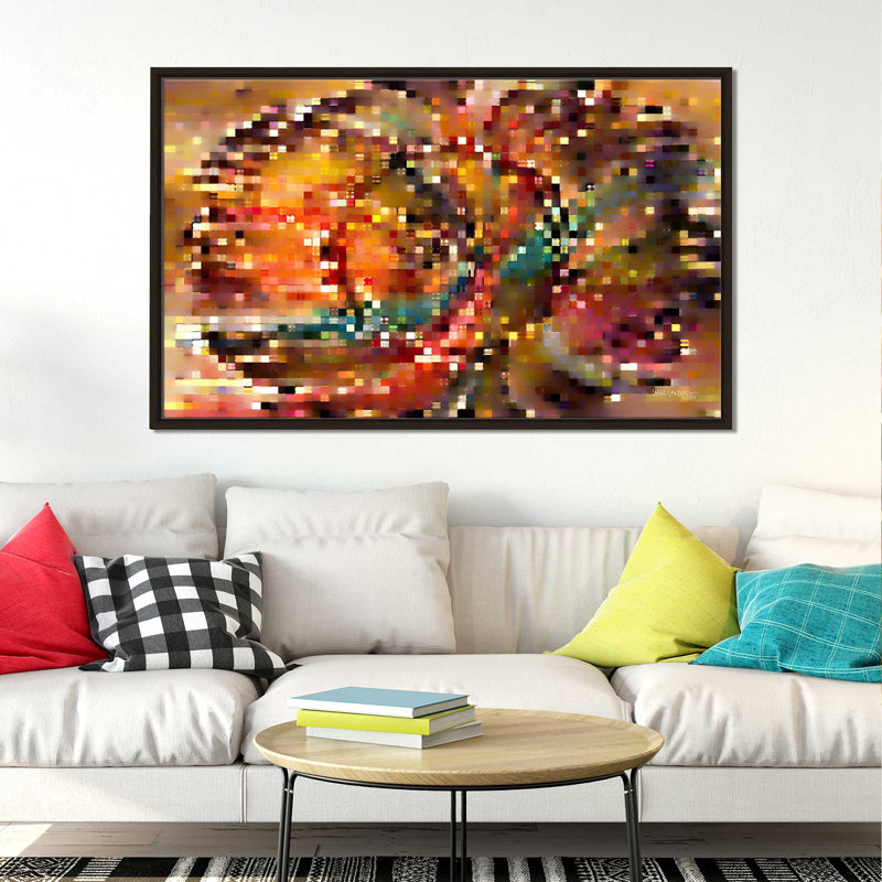 « christ lives », reproduction d’art, H 27,5 po x l 43,5 po x P 2 po, Cadre flottant espresso