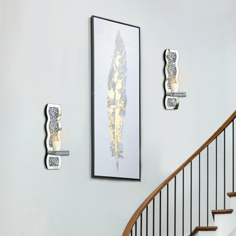 Wave Silver Mirror Wall Candlestick