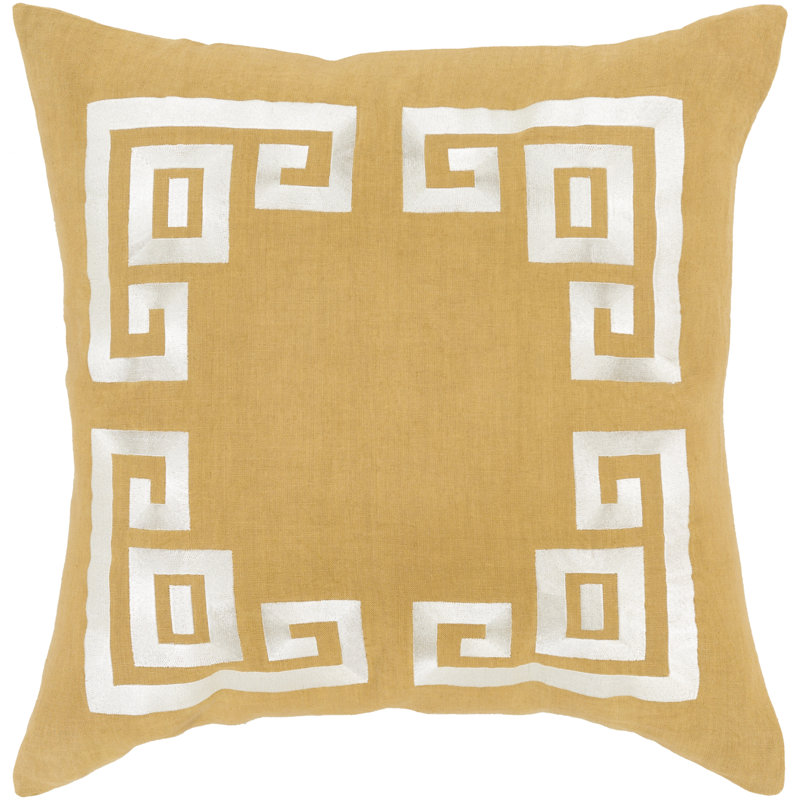 Geometric Throw Pillow, 20" H x 20" W x 4" D, Gold/Beige