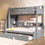 Twin over Full Bunk Bed with Storage Staircase,  Trundle, Storage Shelves, and USB, Grey-64169191