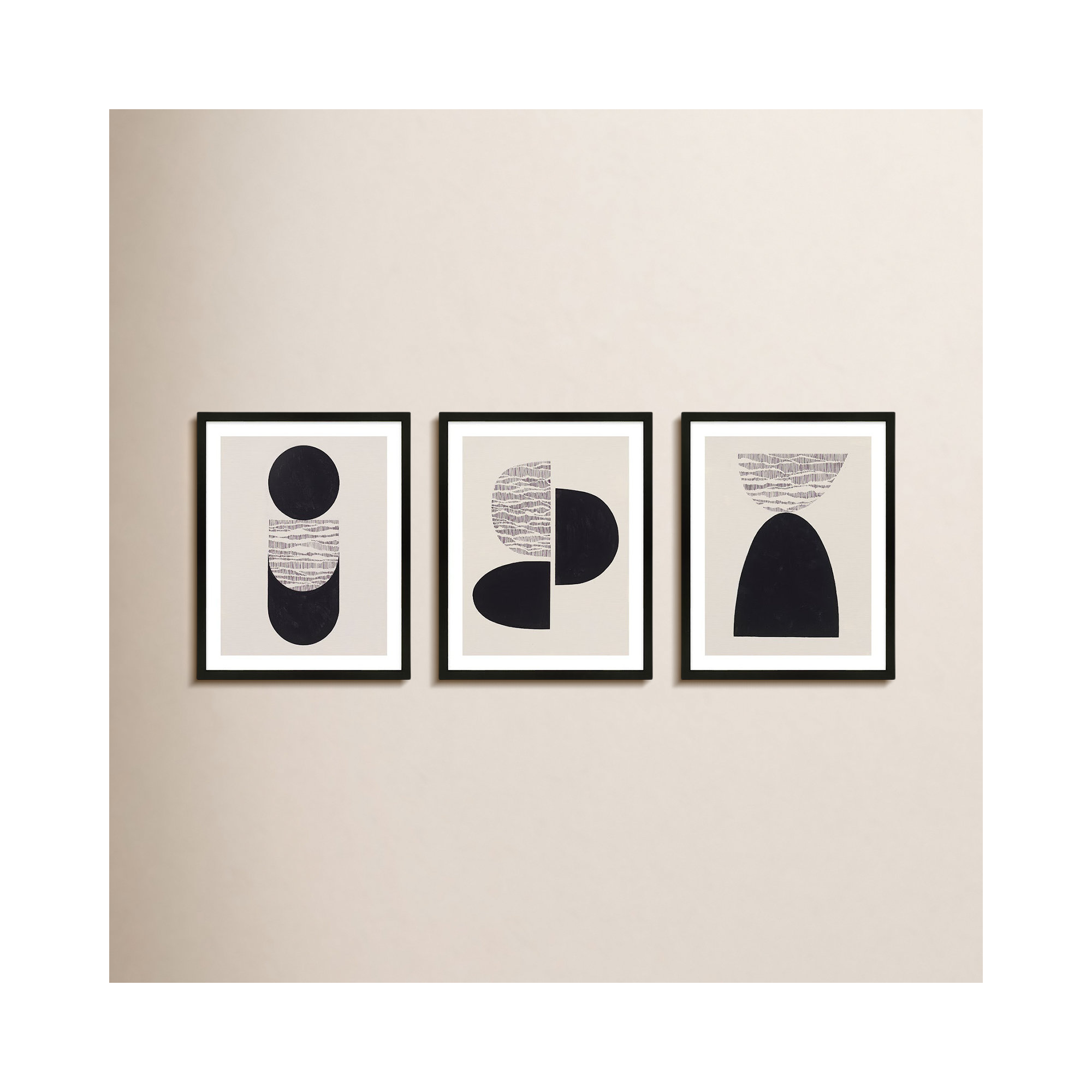 Peripheries, Set Of 3 by Lee Lessem, Black Framed, 16" W x 20" H
