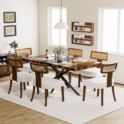 Mid-Century Morden Extendable Dining Table Set