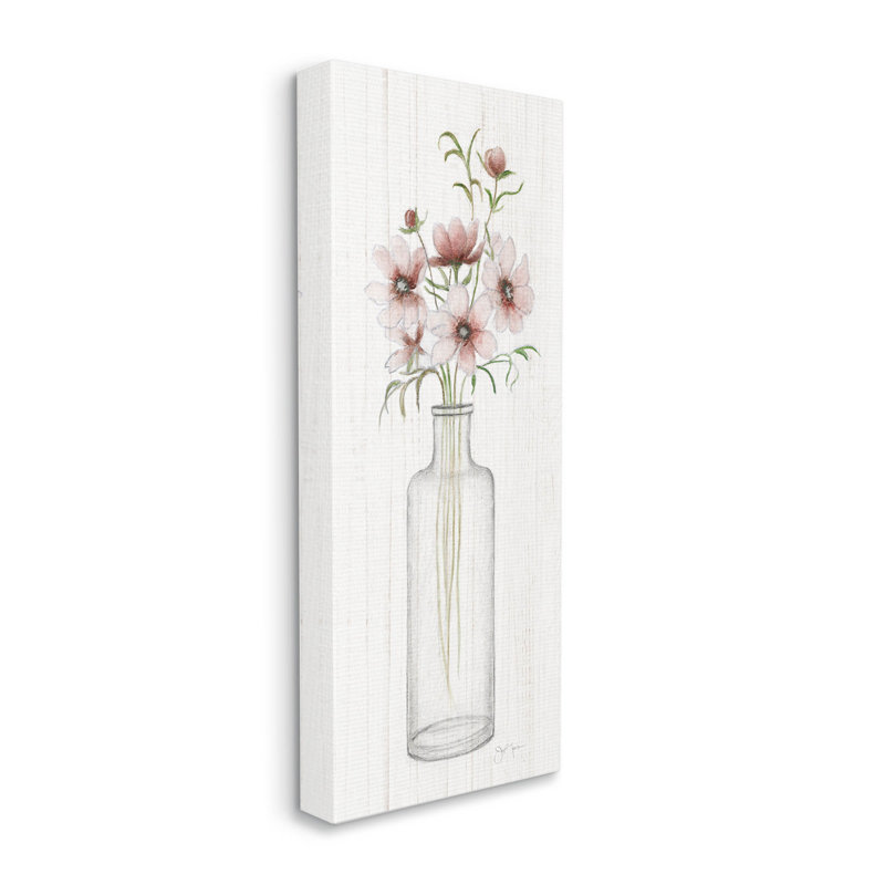 «Pink Flower Blossoms», estampe numérique par Janet Tava, H 40 po x l 17 po x P 1,5 po, Toile tendue