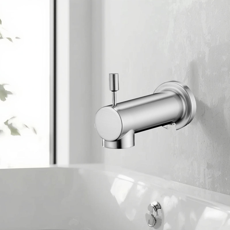 Wall Mounted Slip On Tub Spout With Diverter, Brushed Nickel