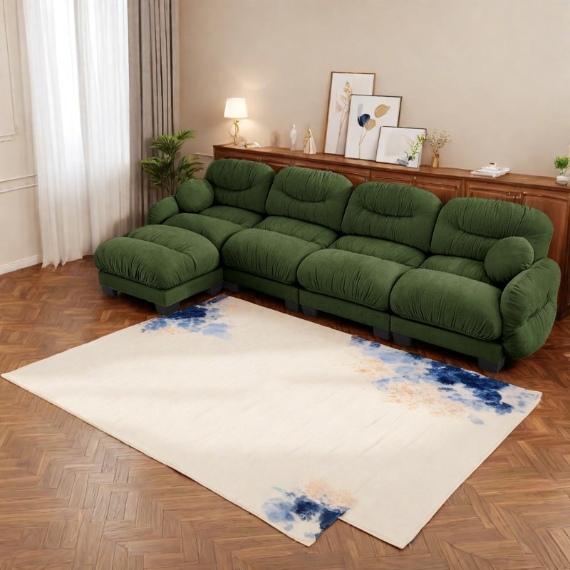 Canapé modulaire confortable en forme de L à compression en chenille