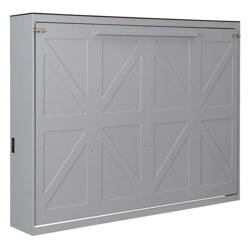 Grand lit escamotable mural et USB, Gris