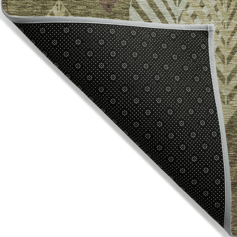 Tapis extérieur lavable floral vert artichaut 3 pi x 5 pi vert olive et gris