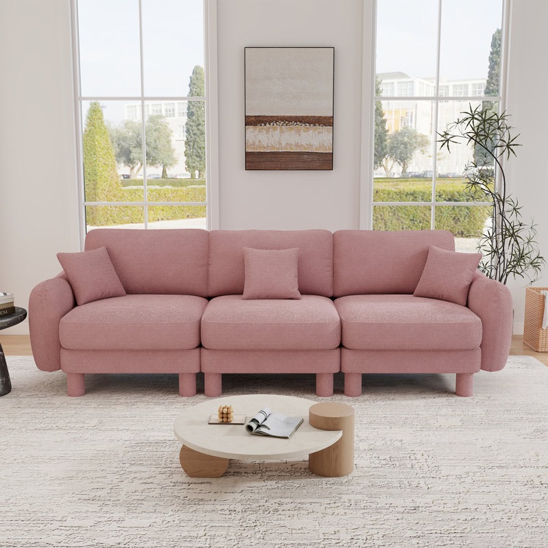 Canapé 3 places Modern Boucle, Rose