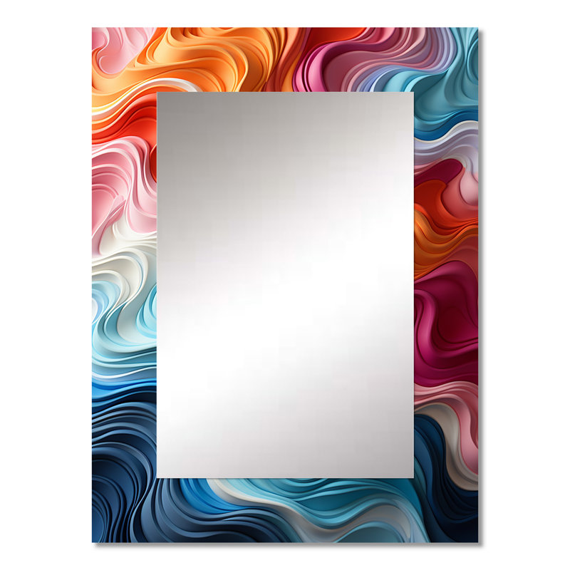 Multicolore Op Art Illusory Profondeur - miroir Op Art, miroir mural moderne unique, impression d'art en métal, 32 po x 24 po