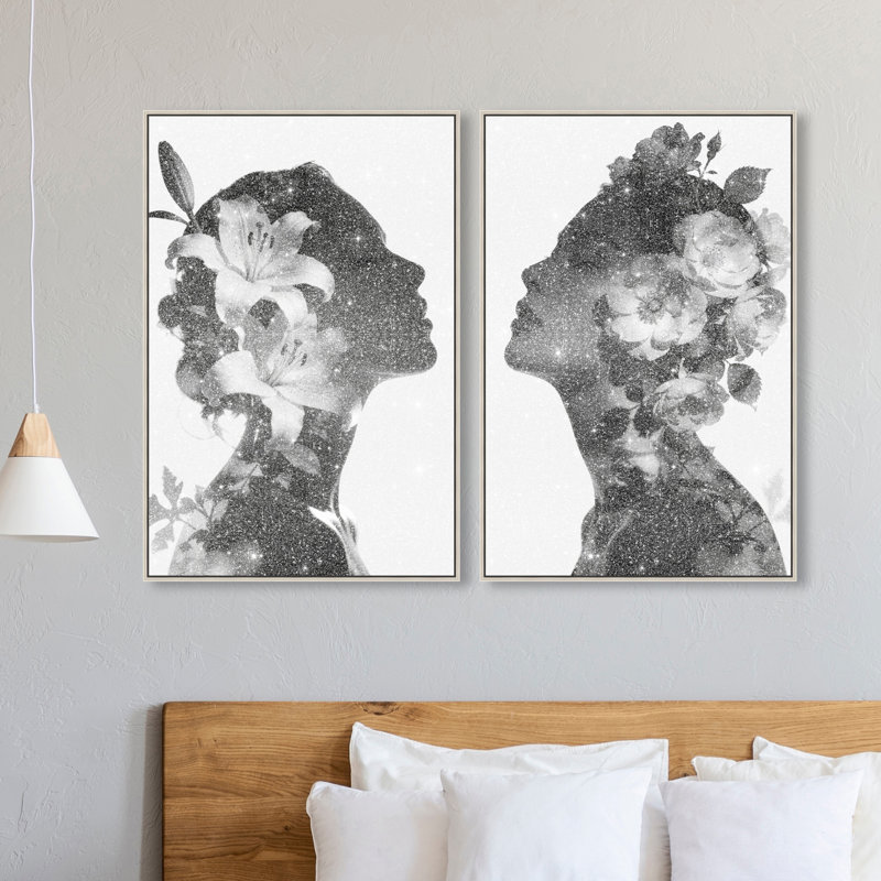 Nocturne Bloom Set Set by Oliver Gal, 37" H x 25" W, Silver Floater Frame