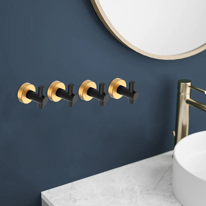 Crochet mural pour salle de bain Topcraft, Or noir