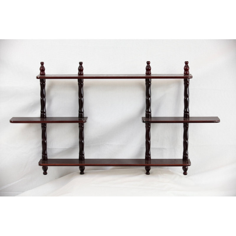 4 Piece Floating Shelf with Adjustable Shelves, Dark Cherry