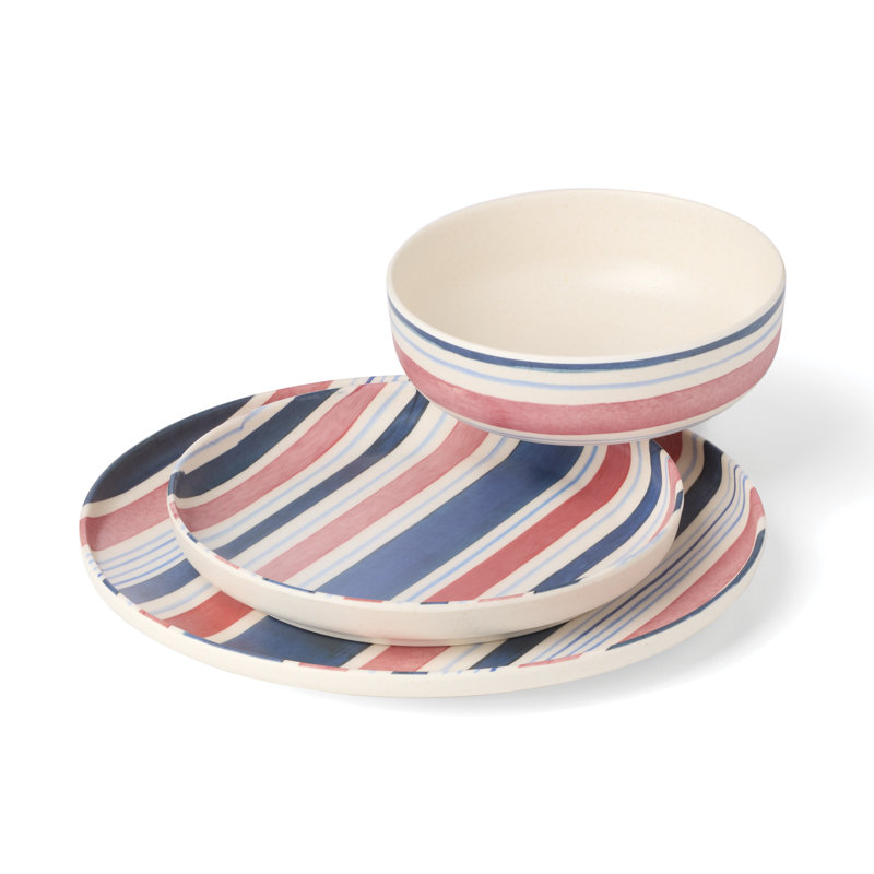 Service de table 12 pièces Oneida 24 Seven Melamine Stripe