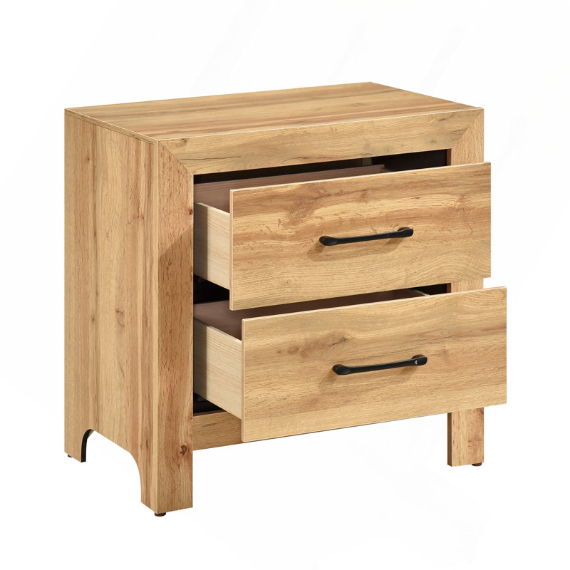 Table de chevet avec poignées 2 pièces, Naturel