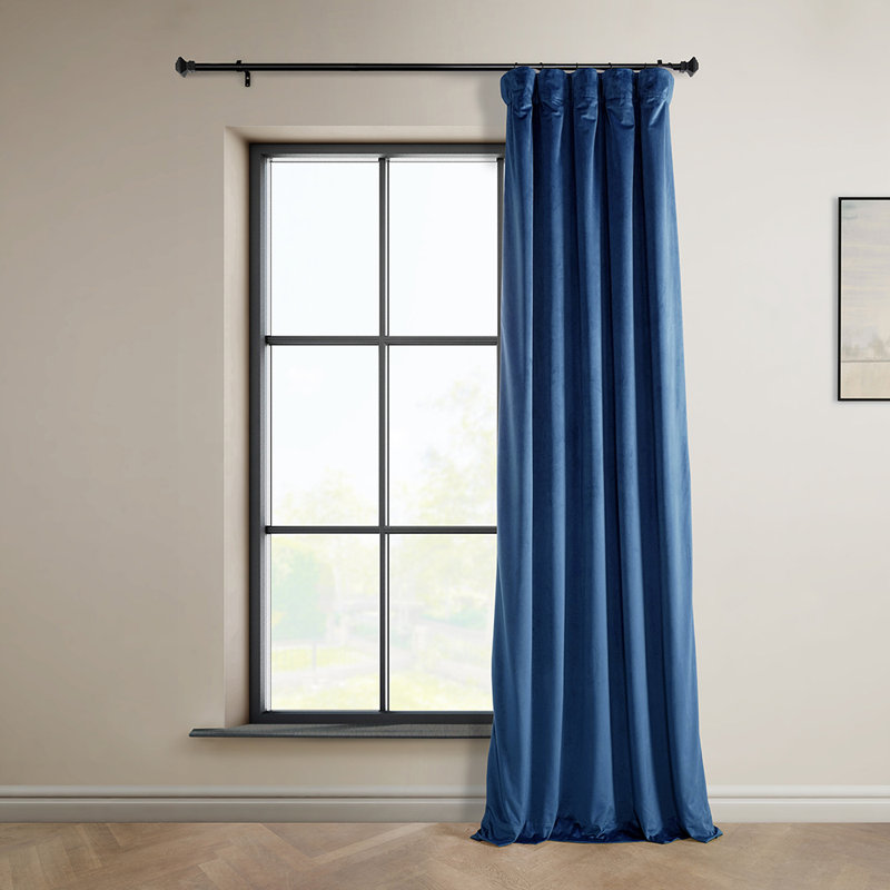 Matra Room Darkening Rod Pocket Single Curtain Panel, 50" W x 108" L, Pisces Blue