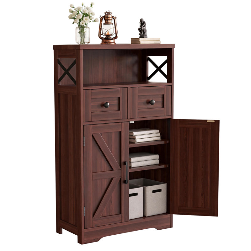 Storage Cabinet With Doors And Drawers, Dark Brown