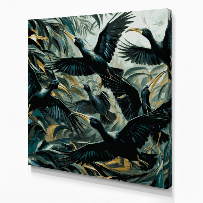 «Birds Smooth billed Ani», art mural sur toile, H 12 po x l 12 po