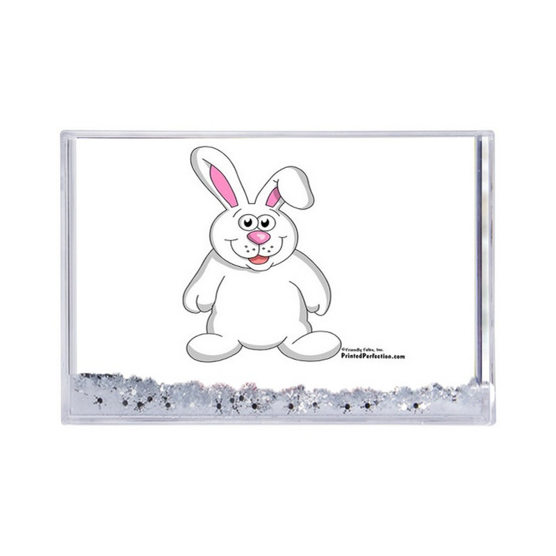 Personalized Bunny Rabbit Snow Globe Frame Gift  6" x 4", Yes, 2.5" H x 3.75" W x 1" D