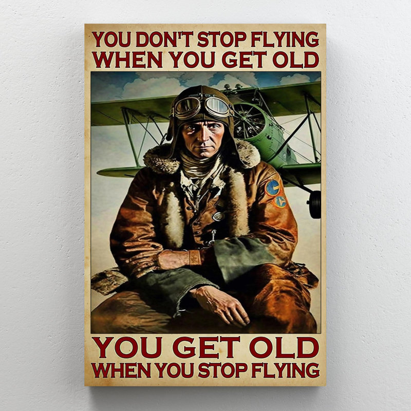 Impression sur toile, "You Get Old When You Stop Flying" - 1 pièce, H 36 po x l 24 po x P 1,25 po